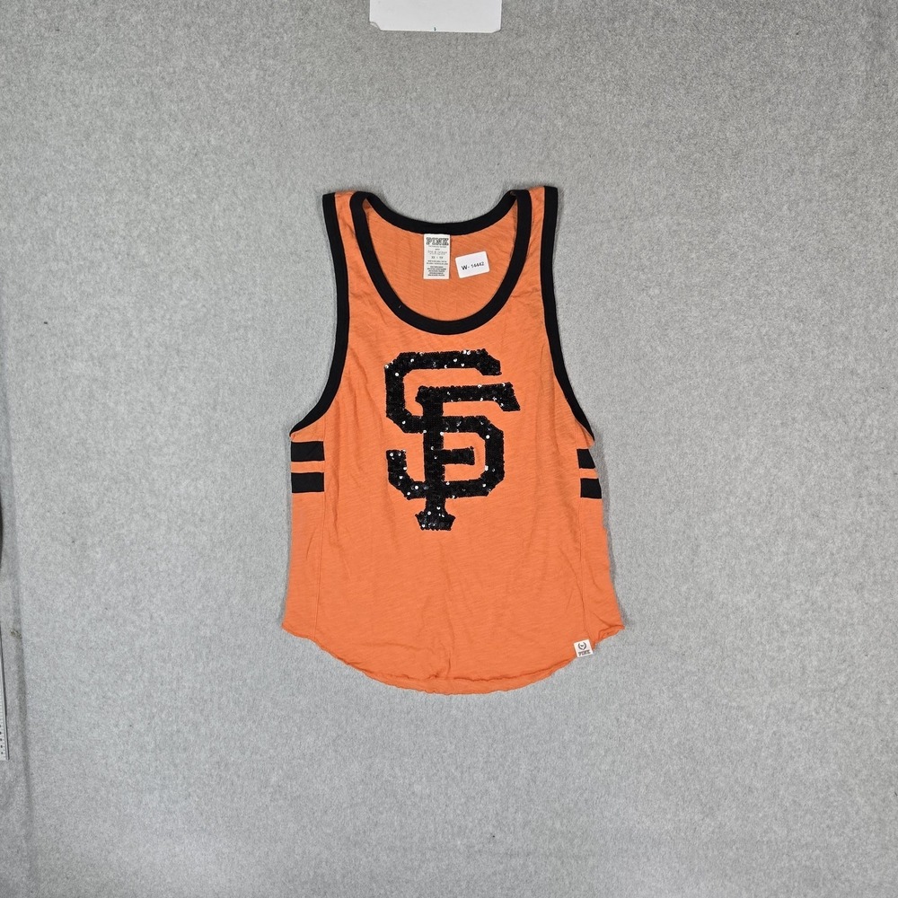 San Francisco Giants Women Tank Top XS PINK Victoria's Secret Sequin Bling